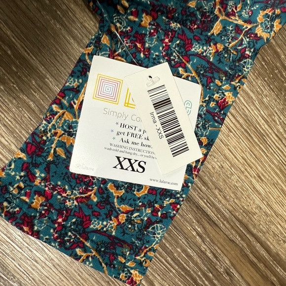 NWT Lularoe Irma Hi Lo Tunic Blouse Teal with Red Orange floral, sz: XXS - Picture 2 of 4